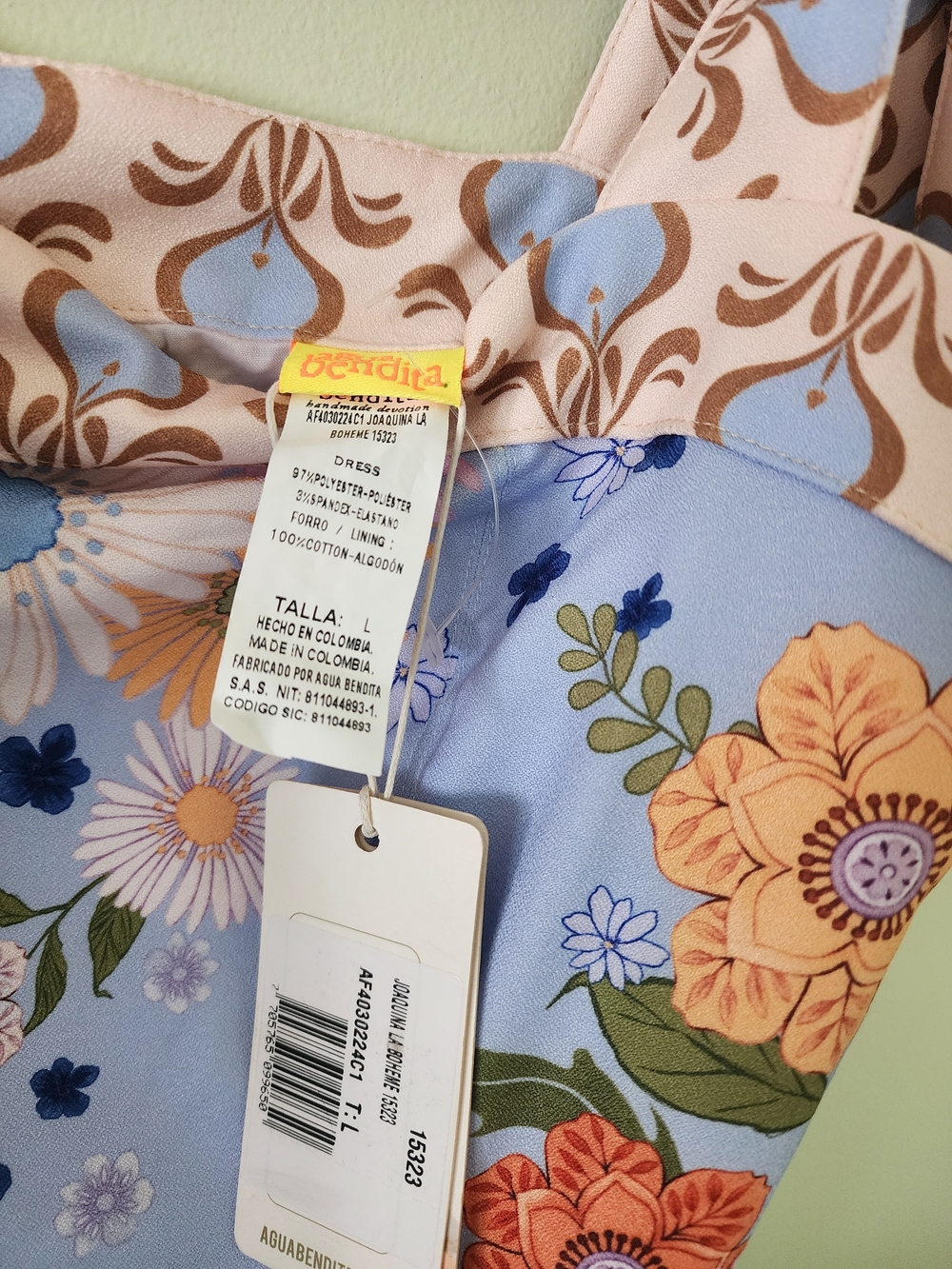 Agua Bendita Floral Light Blue Sundress - Picture 3 of 4